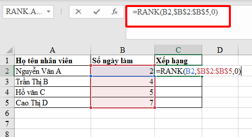 Hàm Rank trong Excel - Sắp xếp dữ liệu theo thứ tự cao thấp