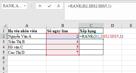 Hàm Rank trong Excel - Sắp xếp dữ liệu theo thứ tự cao thấp